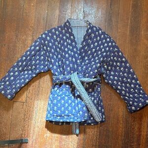 Reversible Floral Quilted Jacket with Belt